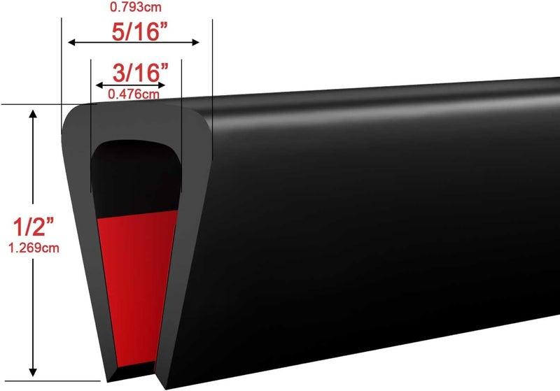 Pettyelf Silicone Edge Trim Self-Adhesive U Channel Silicone Edge Trim Edge Protector for Sheet Metal (Black, Fit 3/16" - L 20') - Image 2